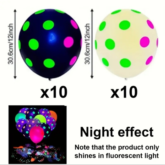 20pcs Neon Glow Balloons - Party Decorations Balloons, Dots Design - Picture 1 of 5